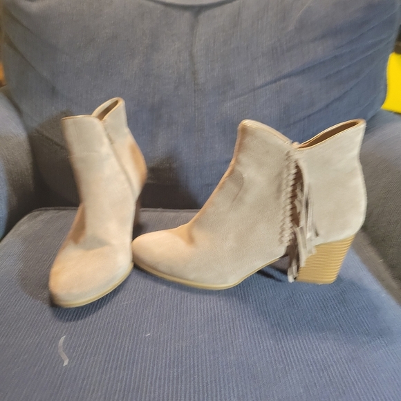 Leather suede Chunky  fringeboots y2k - Picture 2 of 9